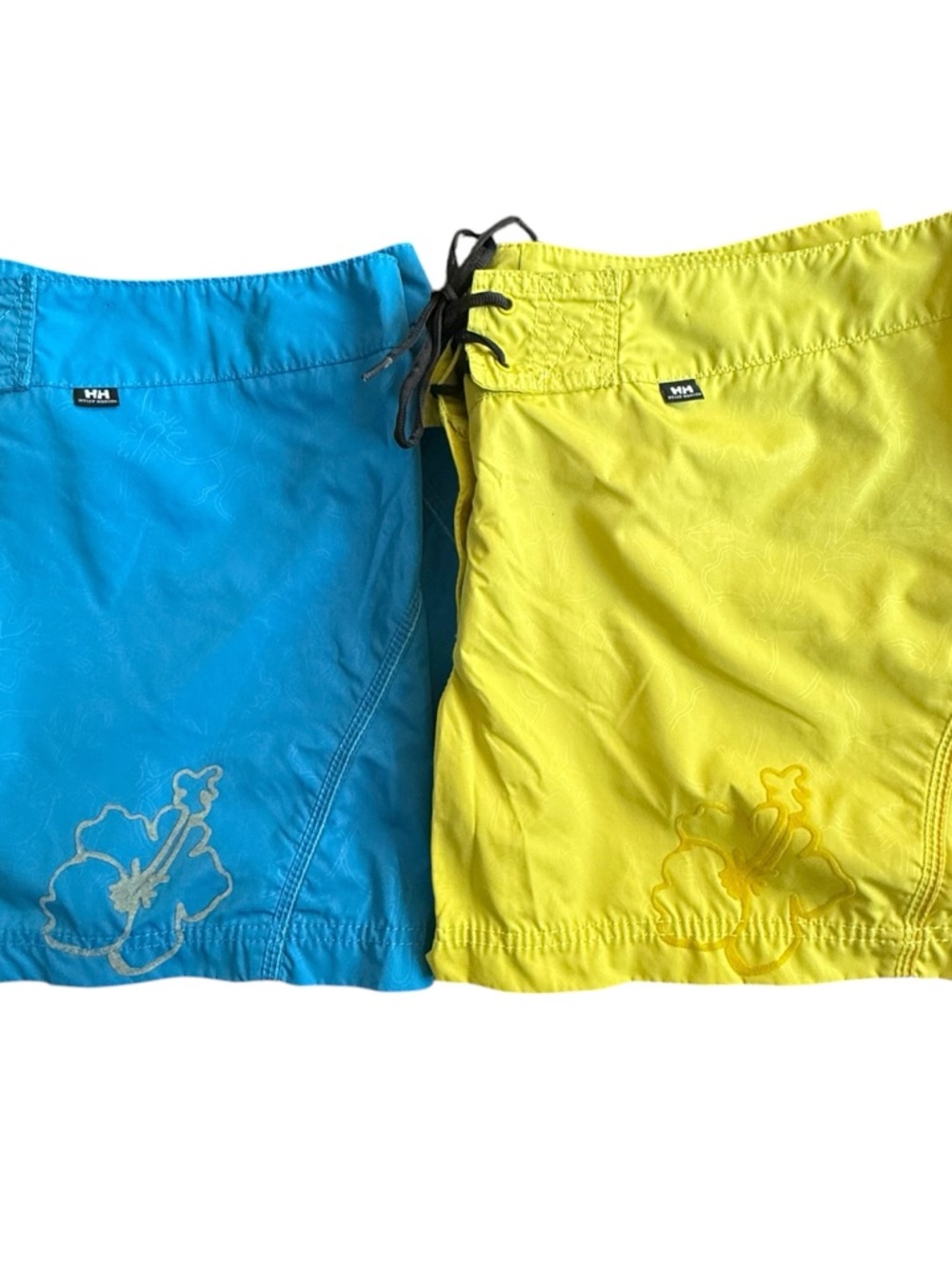 VTG Helly Hansen HH Hydropower Shorts Y2K Surf Hibisc Floral Neon Blue&Yellow LG